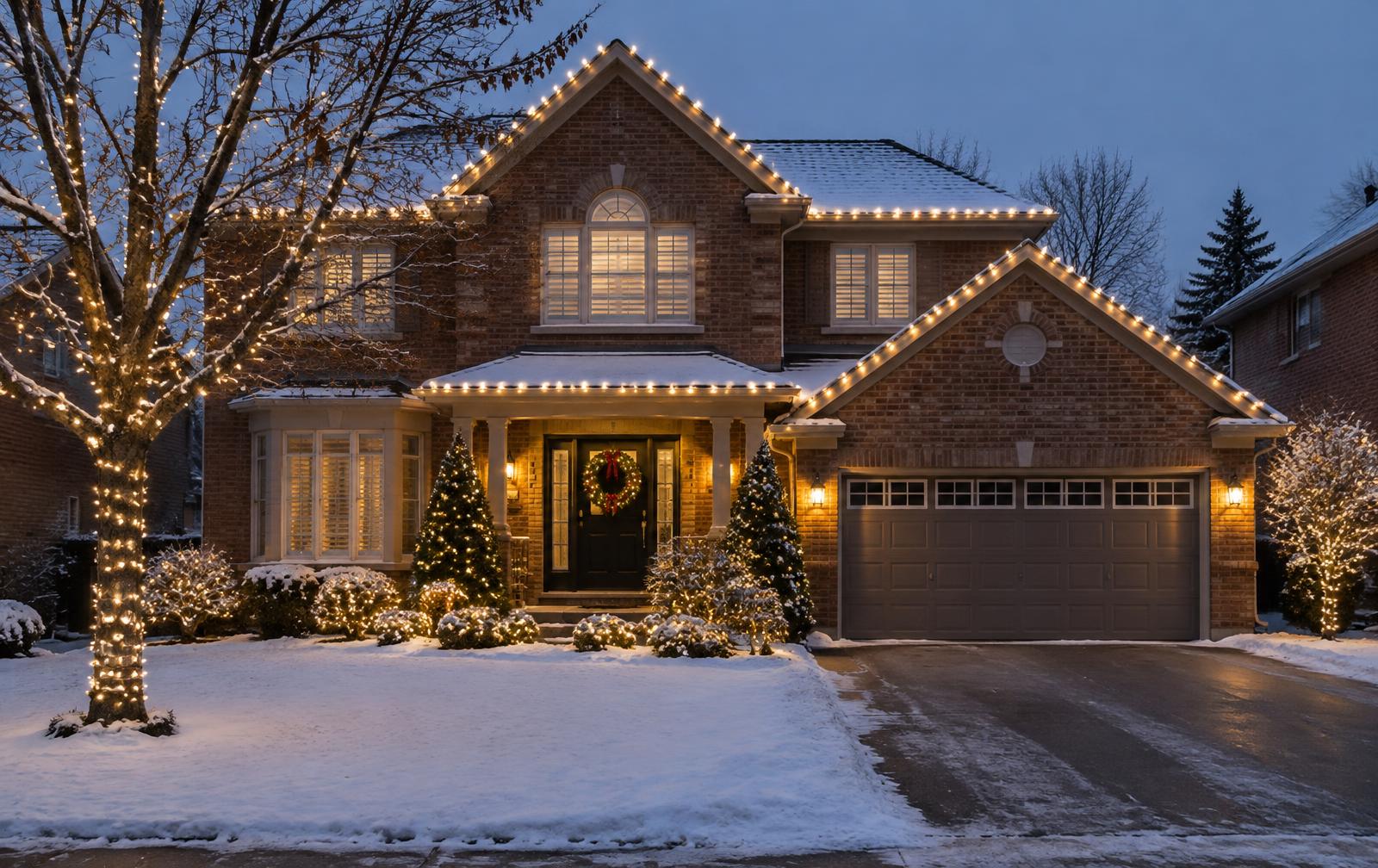 Christmas lights installed on a home by Home Guardians